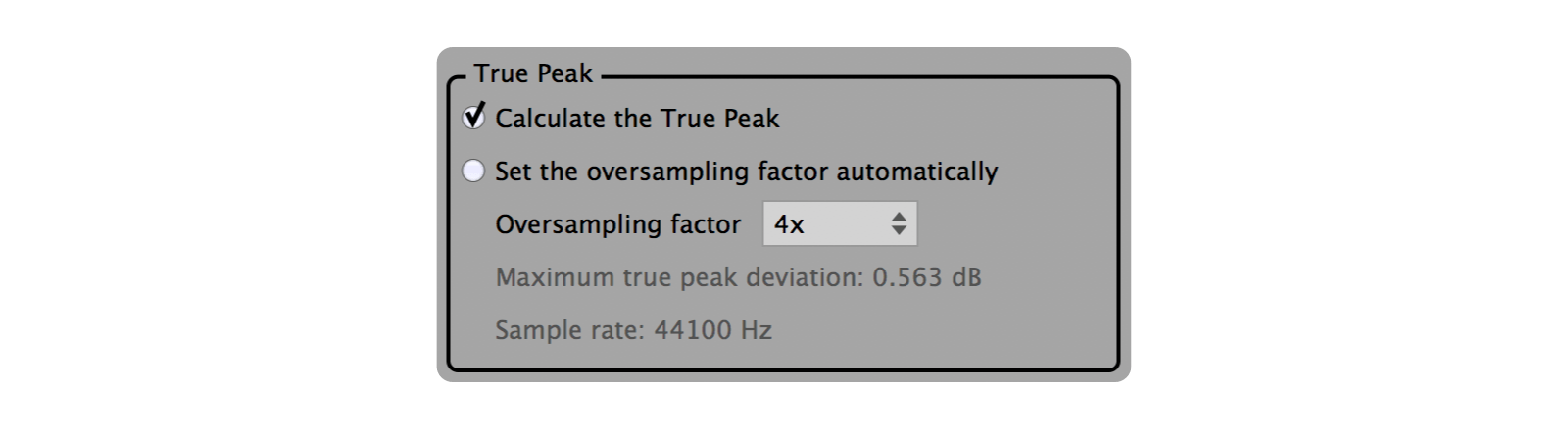 True peak settings.